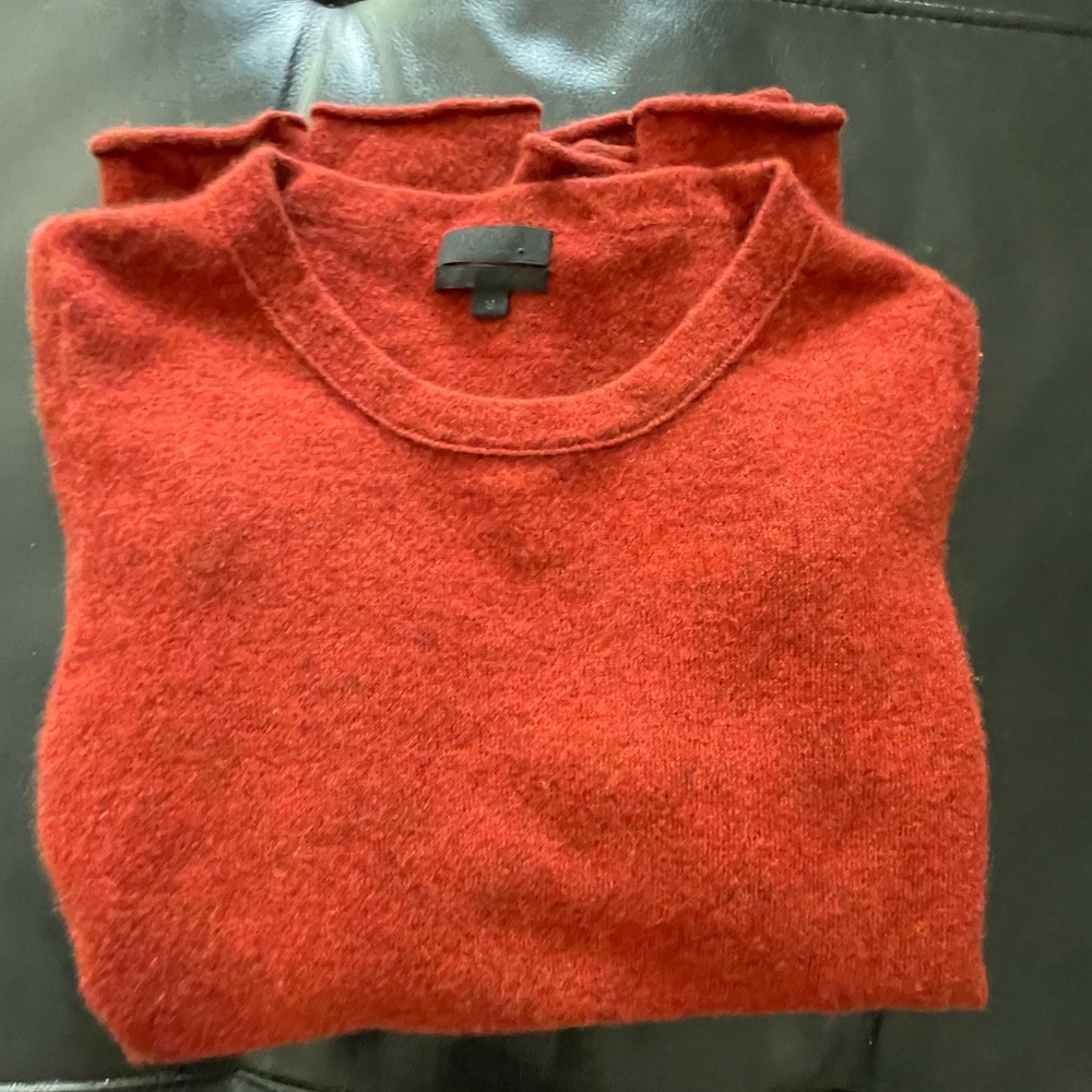 J. Crew 100% Italian Cashmere Burnt Orange Long Sleeve Tee M - Picture 6 of 11